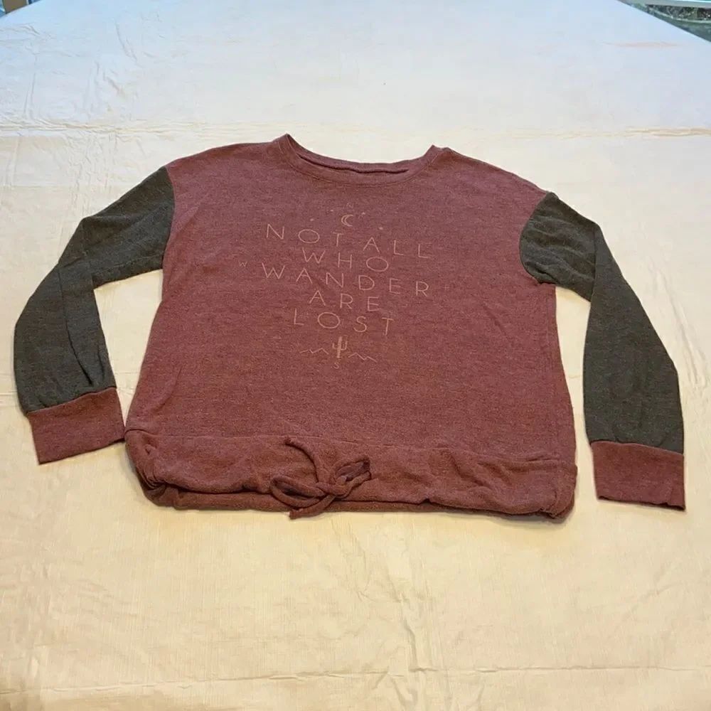 Maroon Graphic Long Sleeve Top